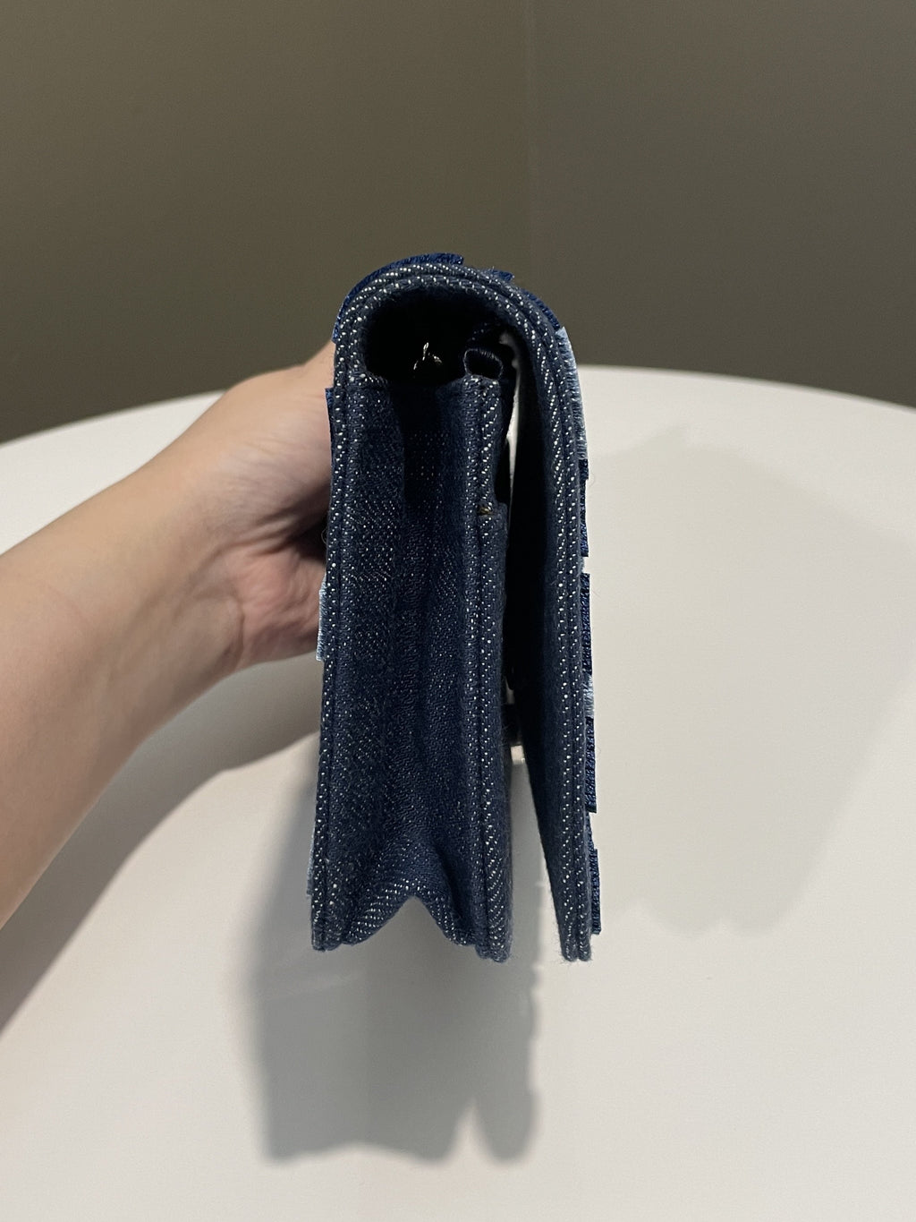 Chanel Wallet On Chain Blue Velour Denim