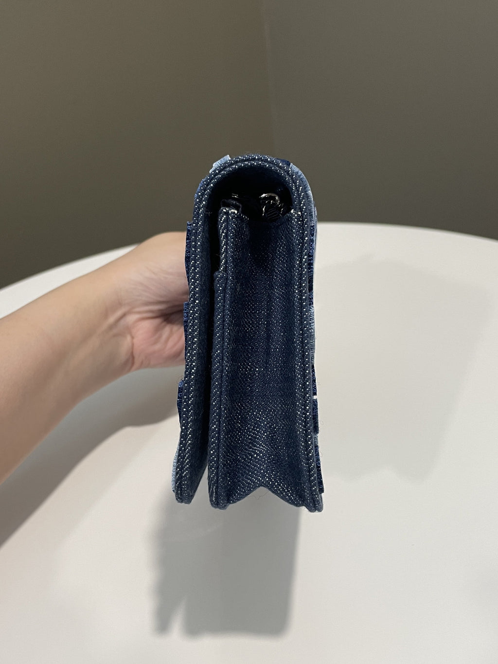 Chanel Wallet On Chain Blue Velour Denim