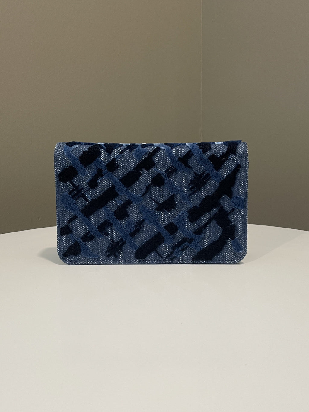 Chanel Wallet On Chain Blue Velour Denim