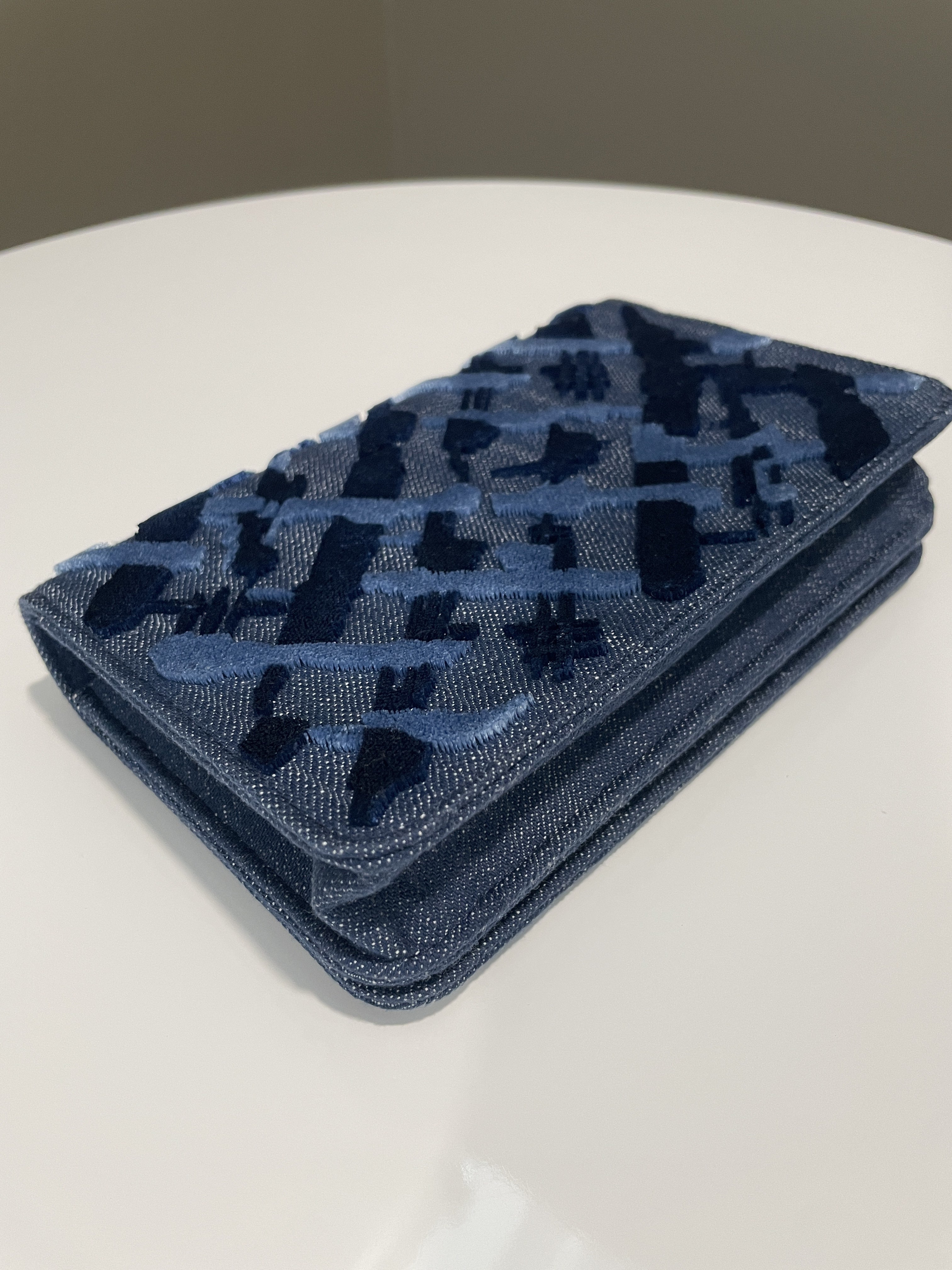 Chanel Wallet On Chain Blue Velour Denim