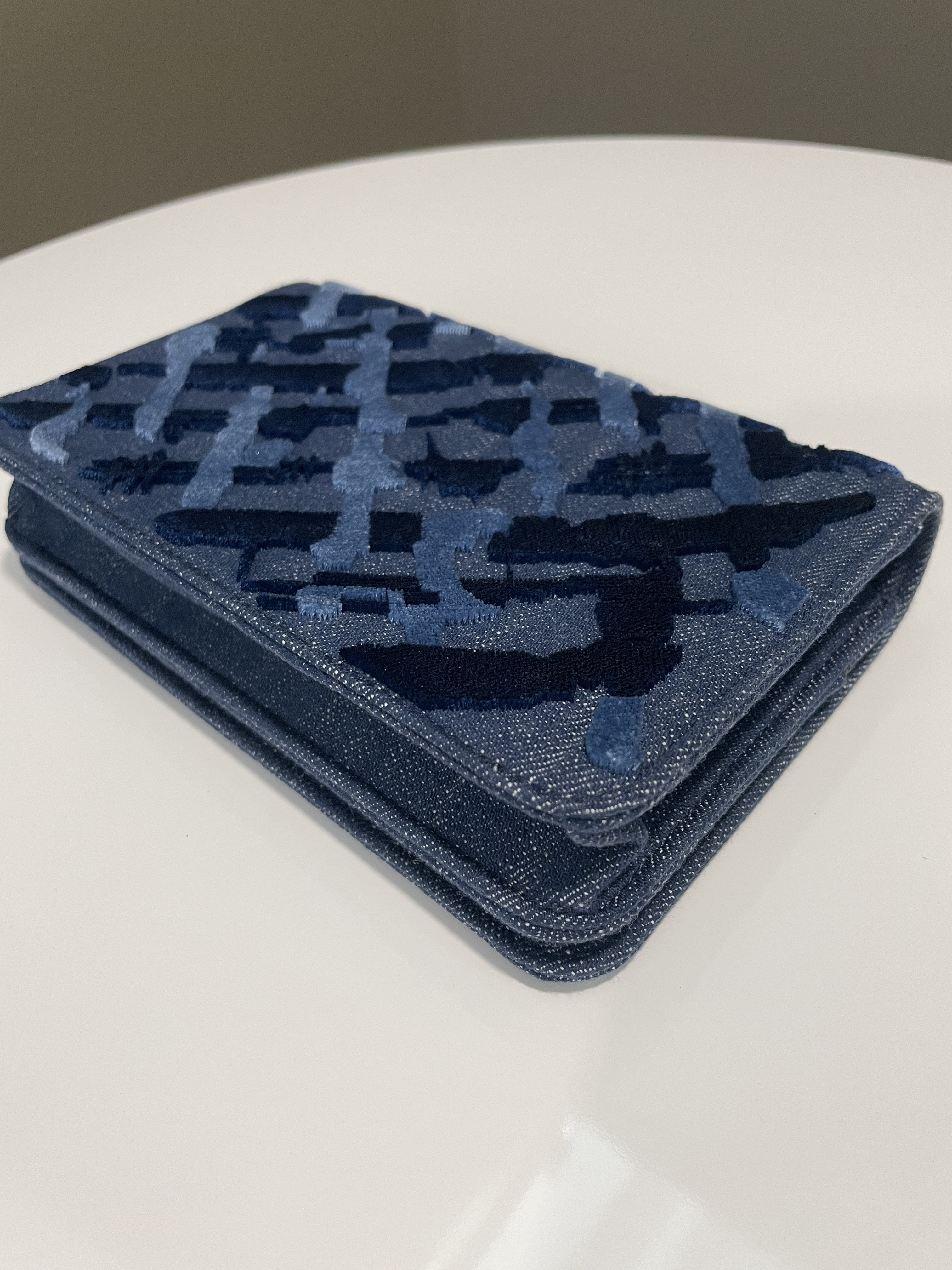 Chanel Wallet On Chain Blue Velour Denim