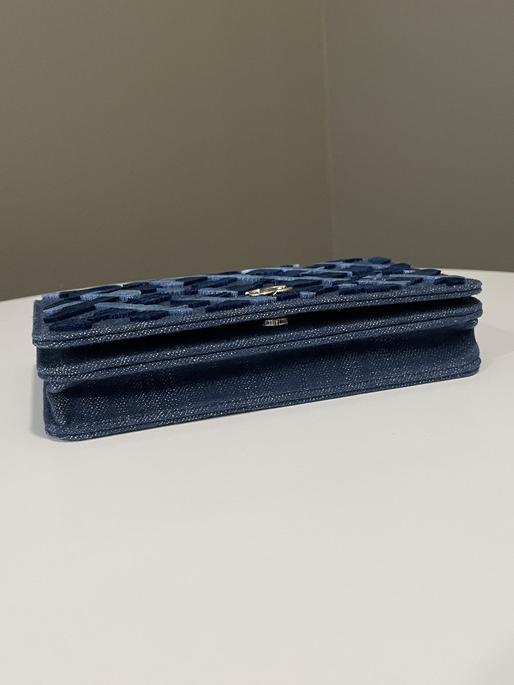 Chanel Wallet On Chain Blue Velour Denim