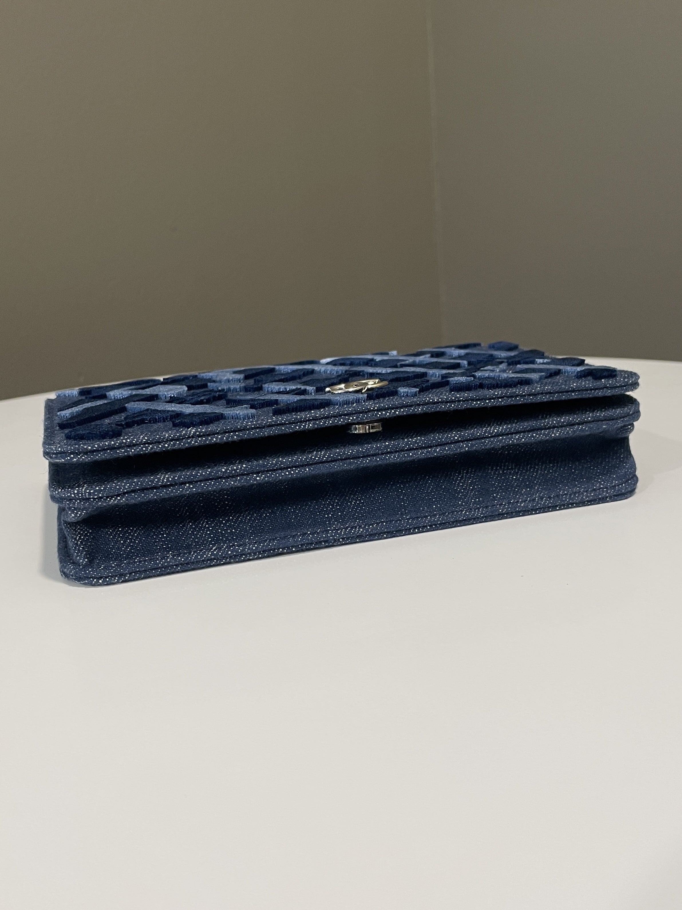 Chanel Wallet On Chain Blue Velour Denim