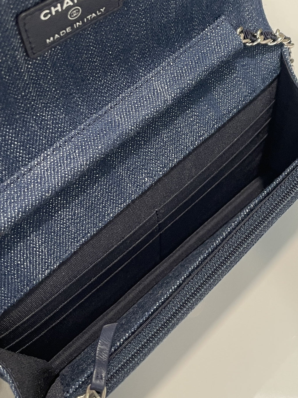 Chanel Wallet On Chain Blue Velour Denim