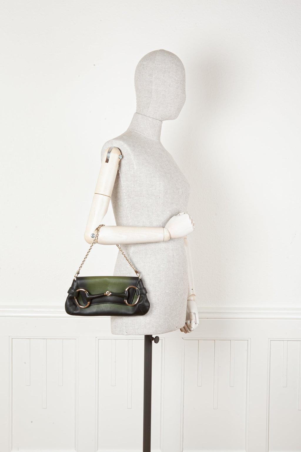 GUCCI Horsebit 1921 Clutch Green Black