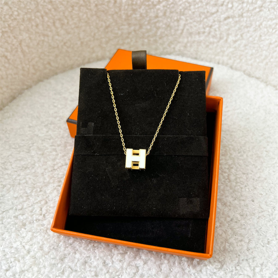 Hermes Cage D’H Necklace in Blanc with PHW