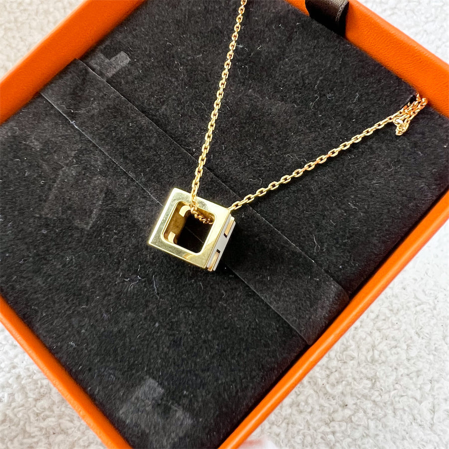 Hermes Cage D’H Necklace in Blanc with PHW