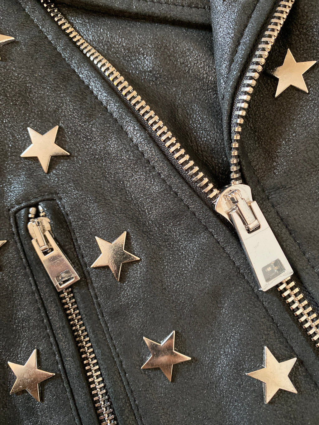 MAJE Star Studded Leather Jacket Black - Size FR 38 / T1