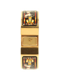 HERMES Loquet Enamel Bangle Watch Gold/Black