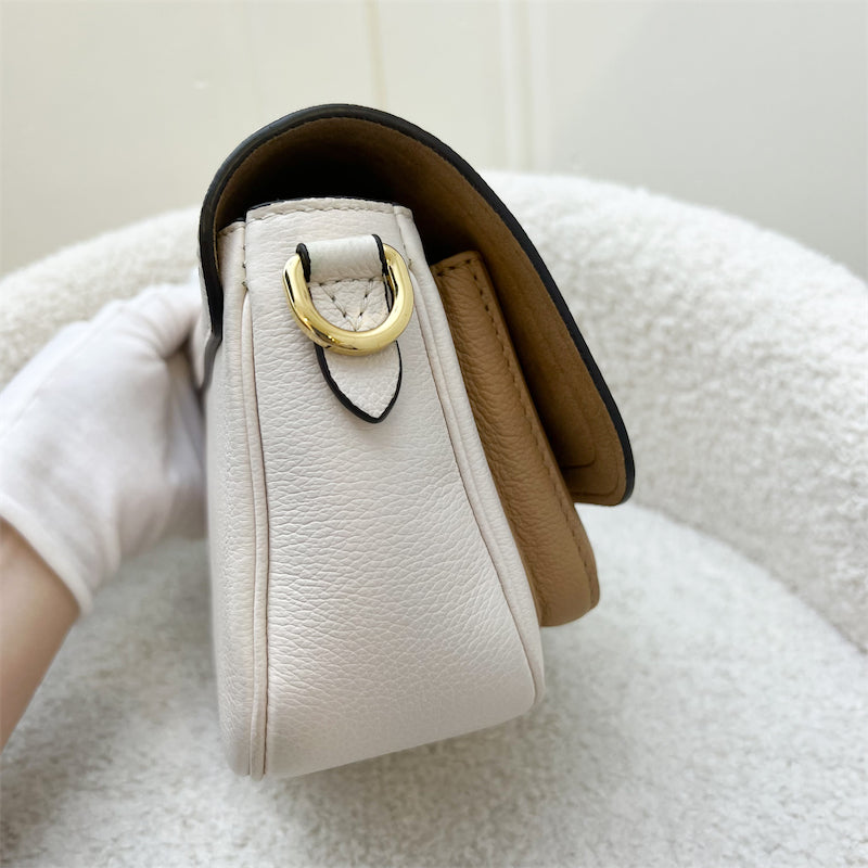 LV Lockme Tender Flap Bag in Beige and Caramel Grained Calfskin and GHW