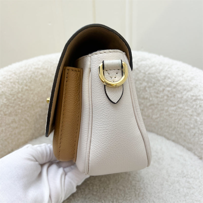 LV Lockme Tender Flap Bag in Beige and Caramel Grained Calfskin and GHW