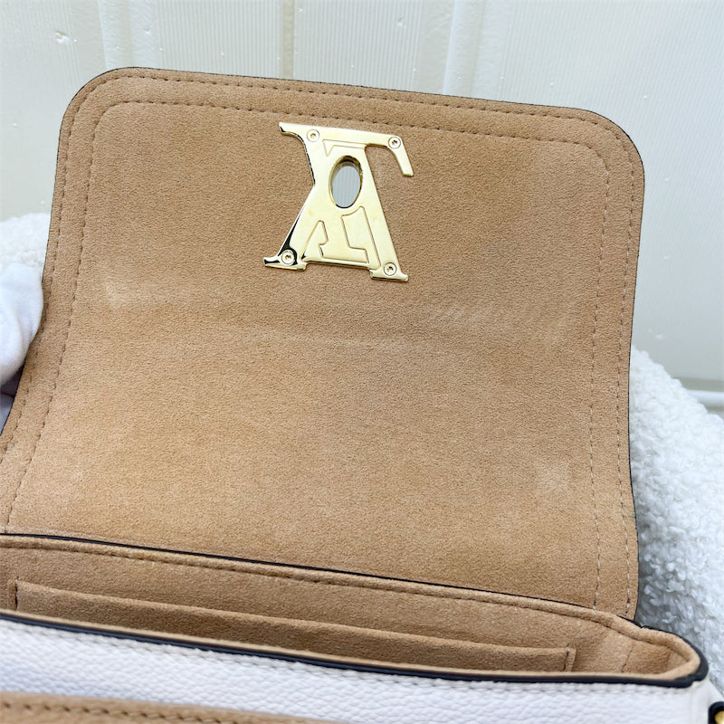 LV Lockme Tender Flap Bag in Beige and Caramel Grained Calfskin and GHW