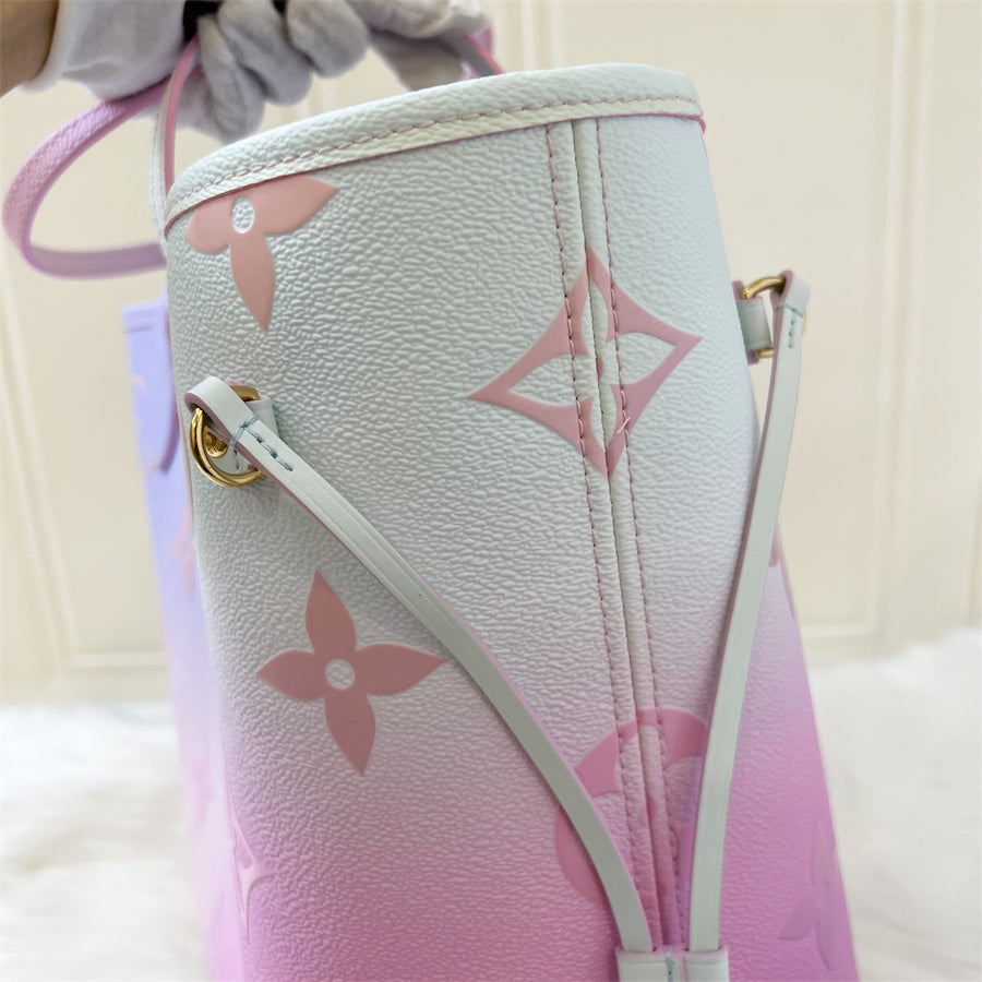 LV Neverfull MM Spring in the Air Sunrise Pastel Canvas and GHW