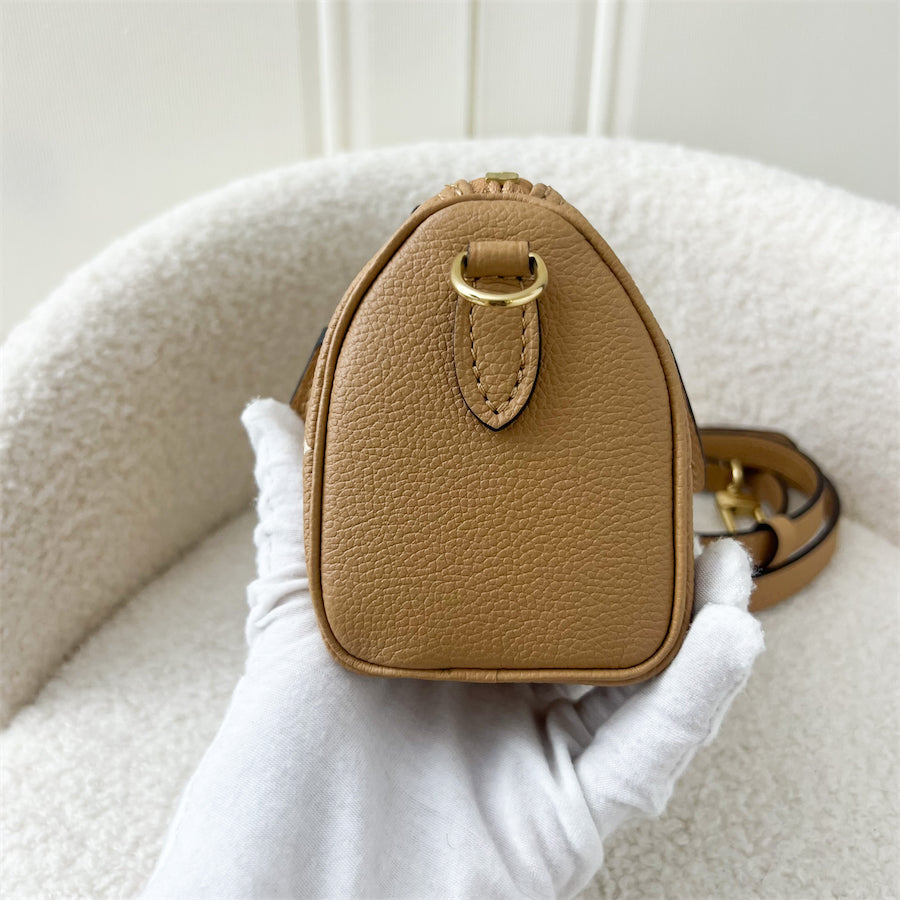 LV Nano Speedy in Arizona Beige / Crème Beige Monogram Empreinte Leather