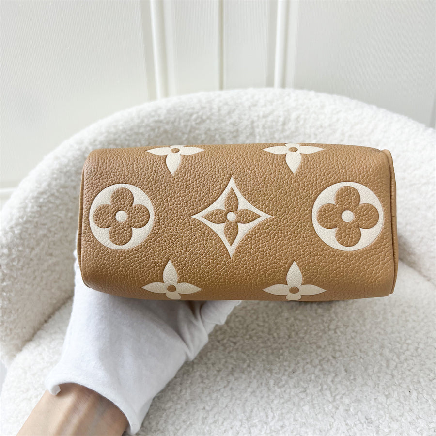 LV Nano Speedy in Arizona Beige / Crème Beige Monogram Empreinte Leather