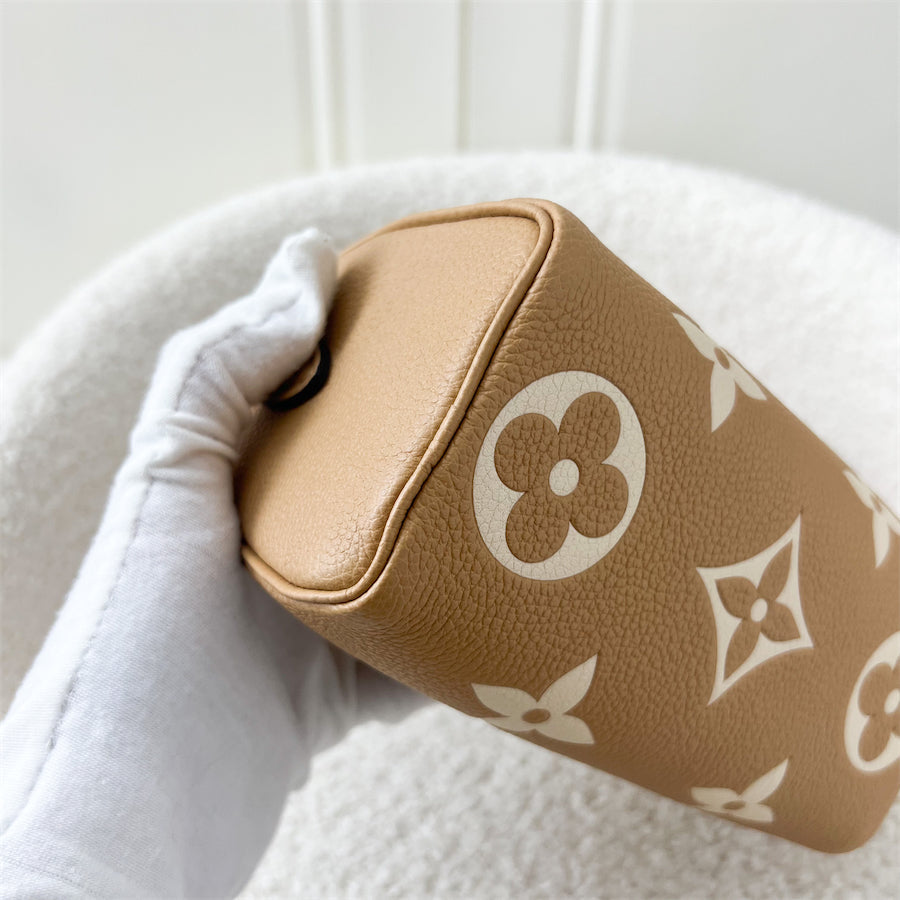 LV Nano Speedy in Arizona Beige / Crème Beige Monogram Empreinte Leather