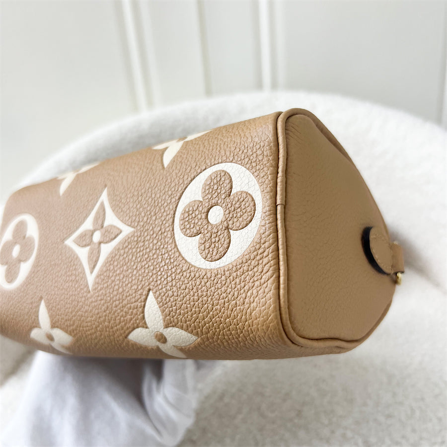 LV Nano Speedy in Arizona Beige / Crème Beige Monogram Empreinte Leather
