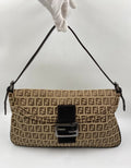 Fendi Vintage Zucchino Double Flap Bag in Classic Zucchino Beige Brown Canvas