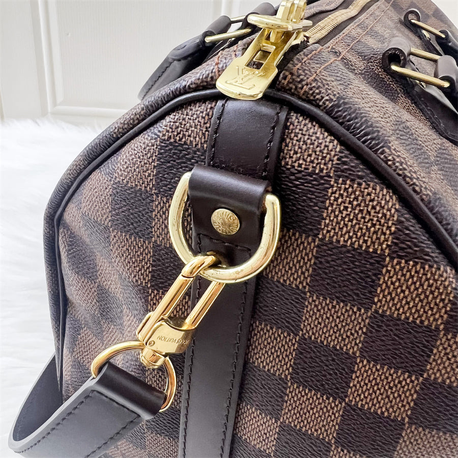 LV Speedy 30 Bandouliere in Damier Ebene Canvas GHW
