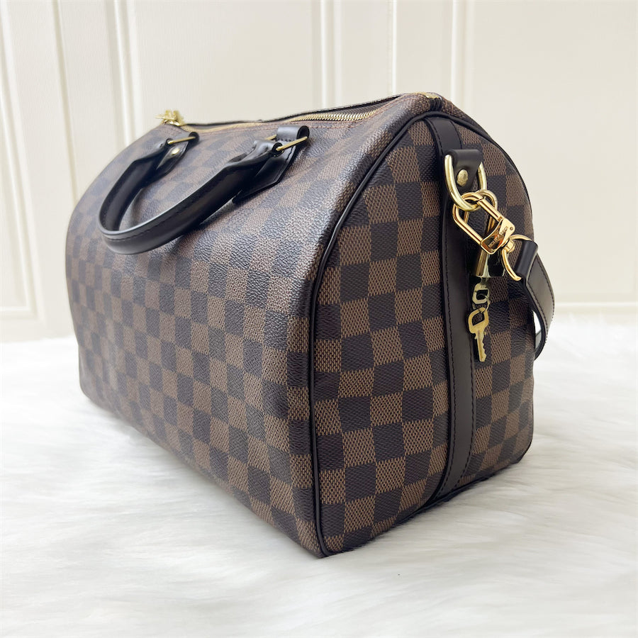 LV Speedy 30 Bandouliere in Damier Ebene Canvas GHW