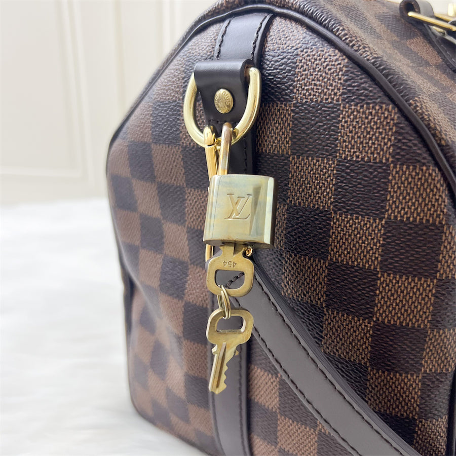 LV Speedy 30 Bandouliere in Damier Ebene Canvas GHW
