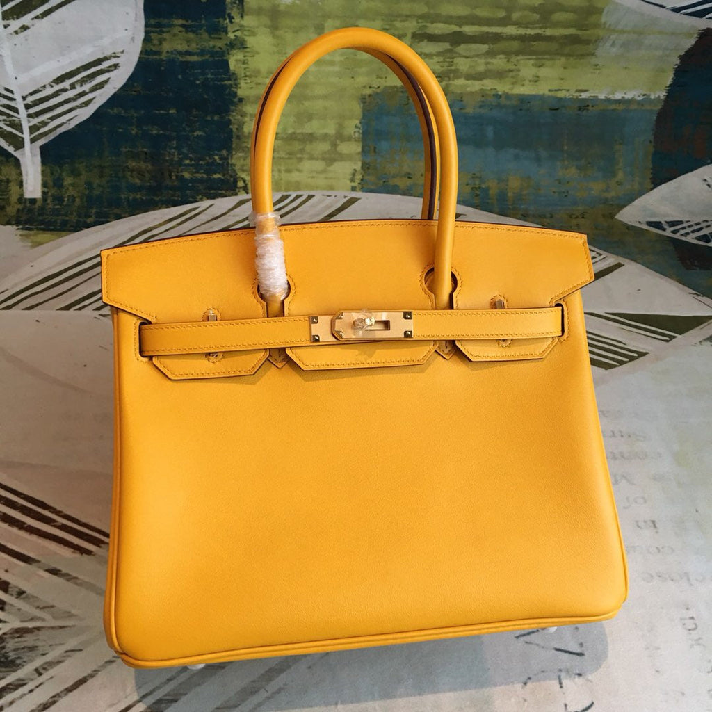 GLAMI Birkin Yellow For Women Gold Toned Hardware 11in/30cm