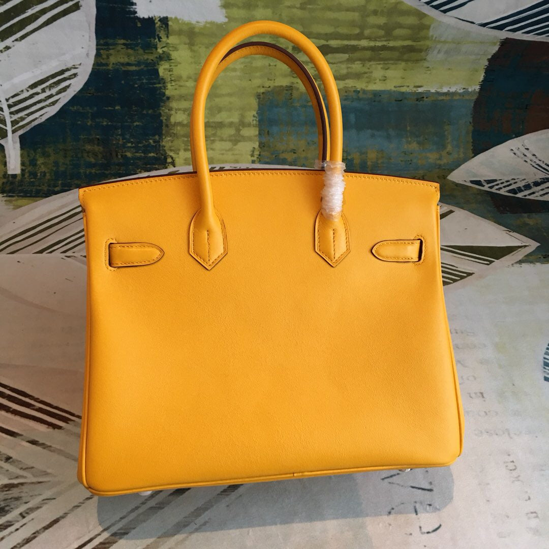 GLAMI Birkin Yellow For Women Gold Toned Hardware 11in/30cm