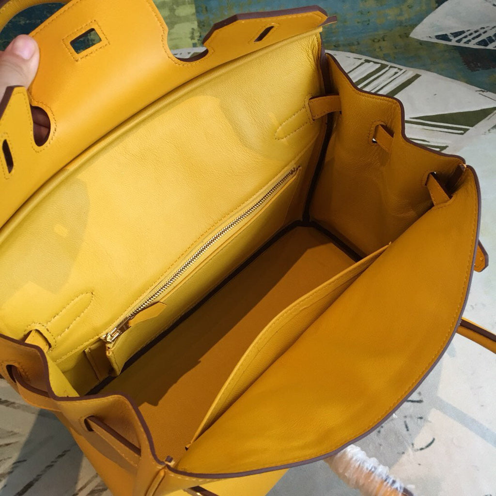 GLAMI Birkin Yellow For Women Gold Toned Hardware 11in/30cm