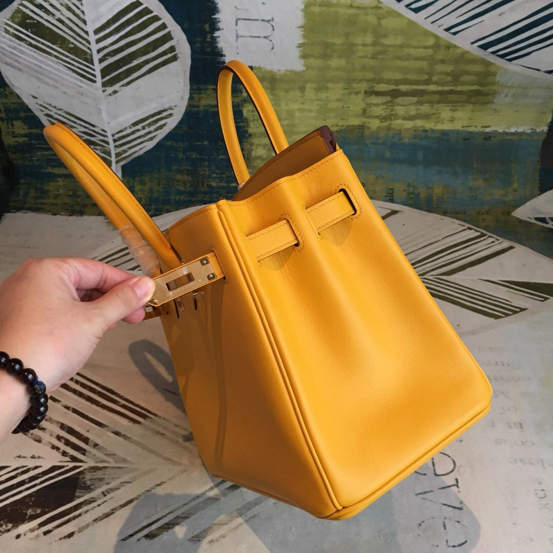 GLAMI Birkin Yellow For Women Gold Toned Hardware 11in/30cm