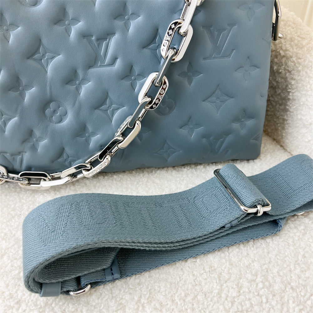 LV Coussin PM in Light Blue Puffy Lambskin and SHW