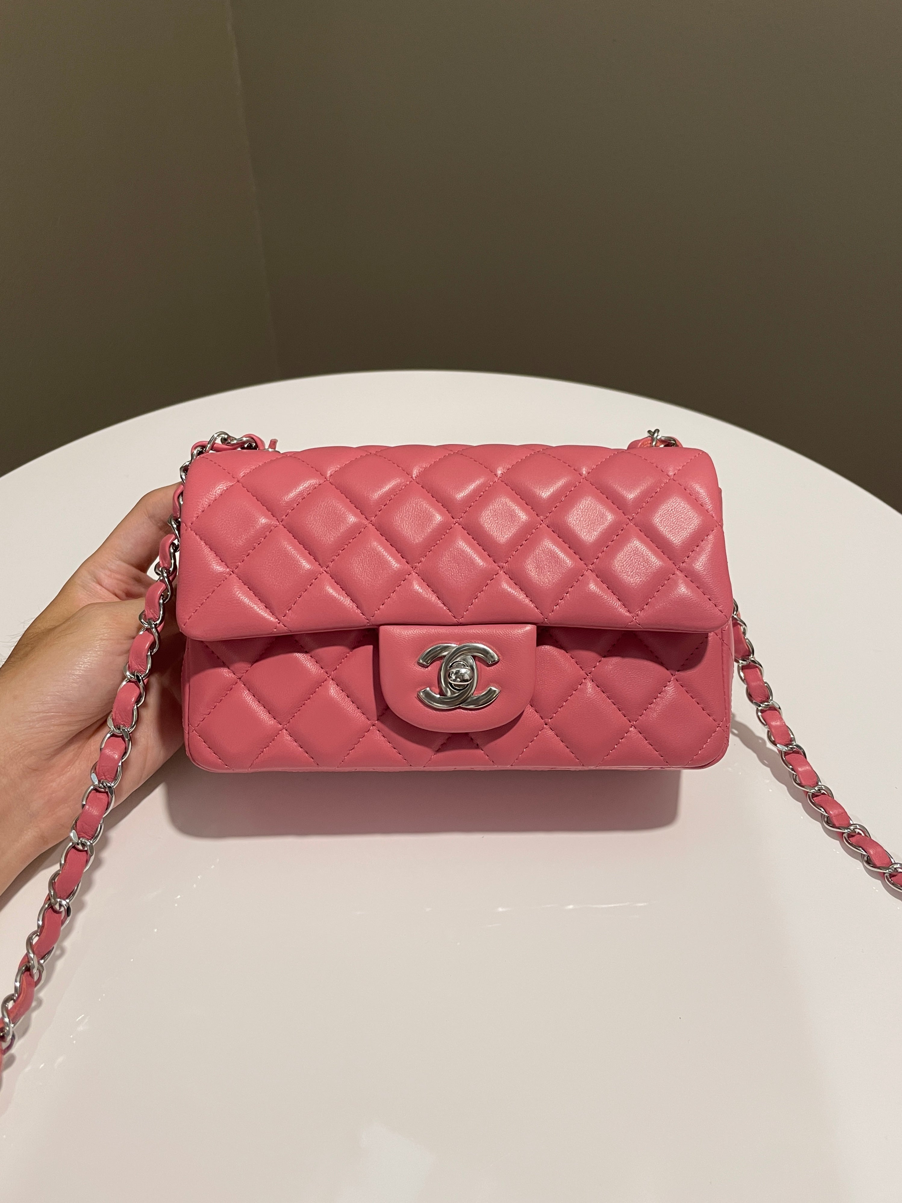 Chanel 23B Quilted Mini Rectangular Pink Lambskin