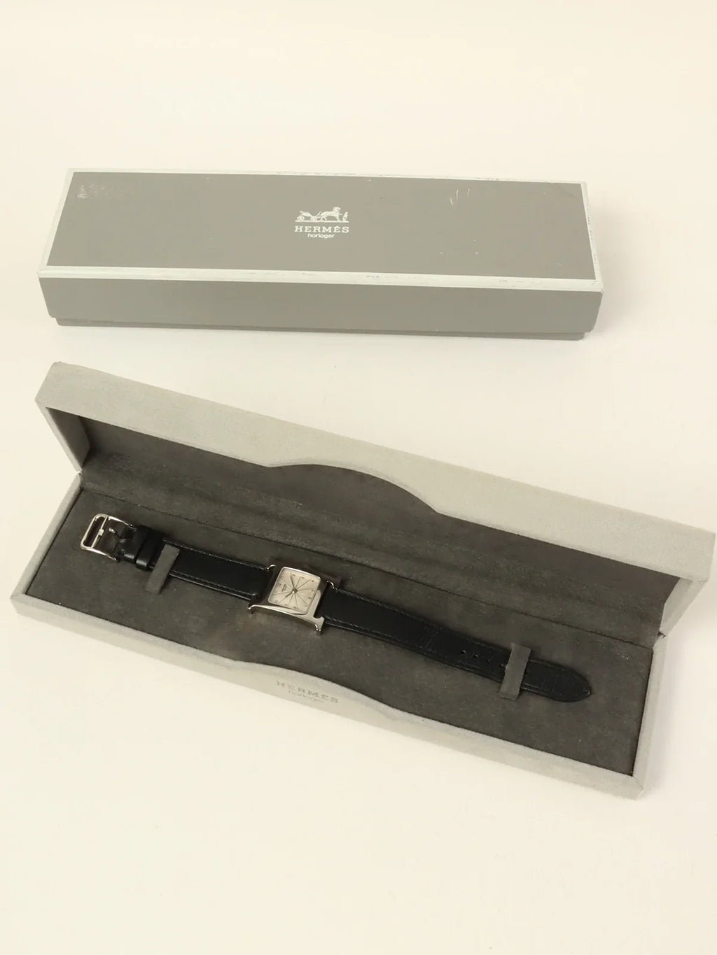 HERMES 2002 Made H Watch Black/Silver