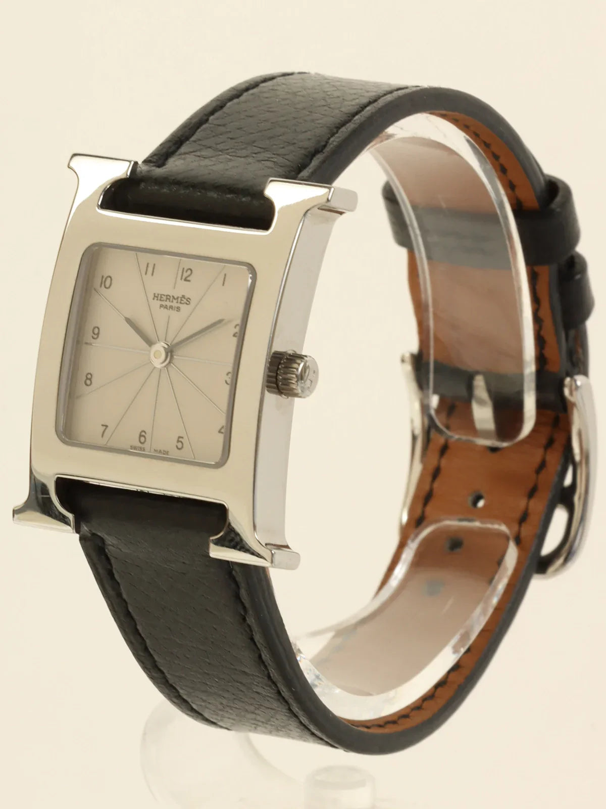 HERMES 2002 Made H Watch Black/Silver