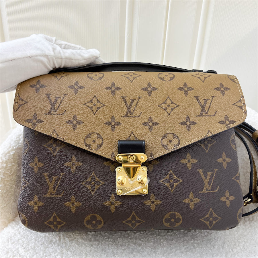 LV Pochette Metis in Reverse Monogram Canvas, Black Leather and GHW