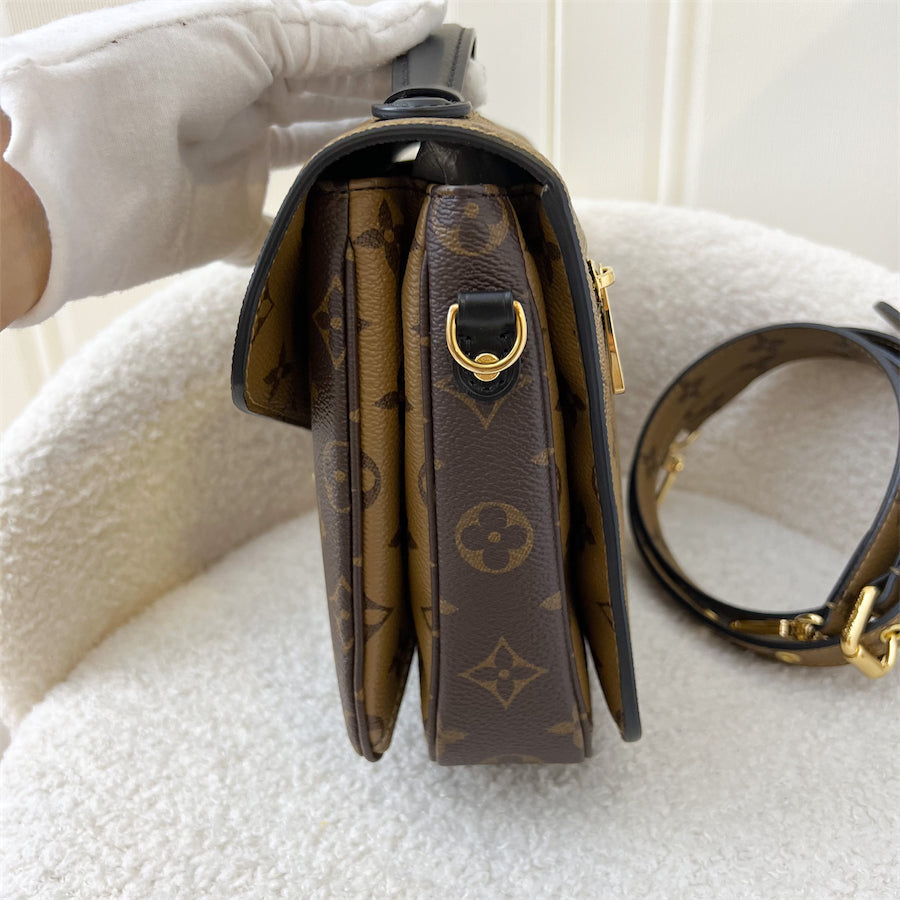 LV Pochette Metis in Reverse Monogram Canvas, Black Leather and GHW