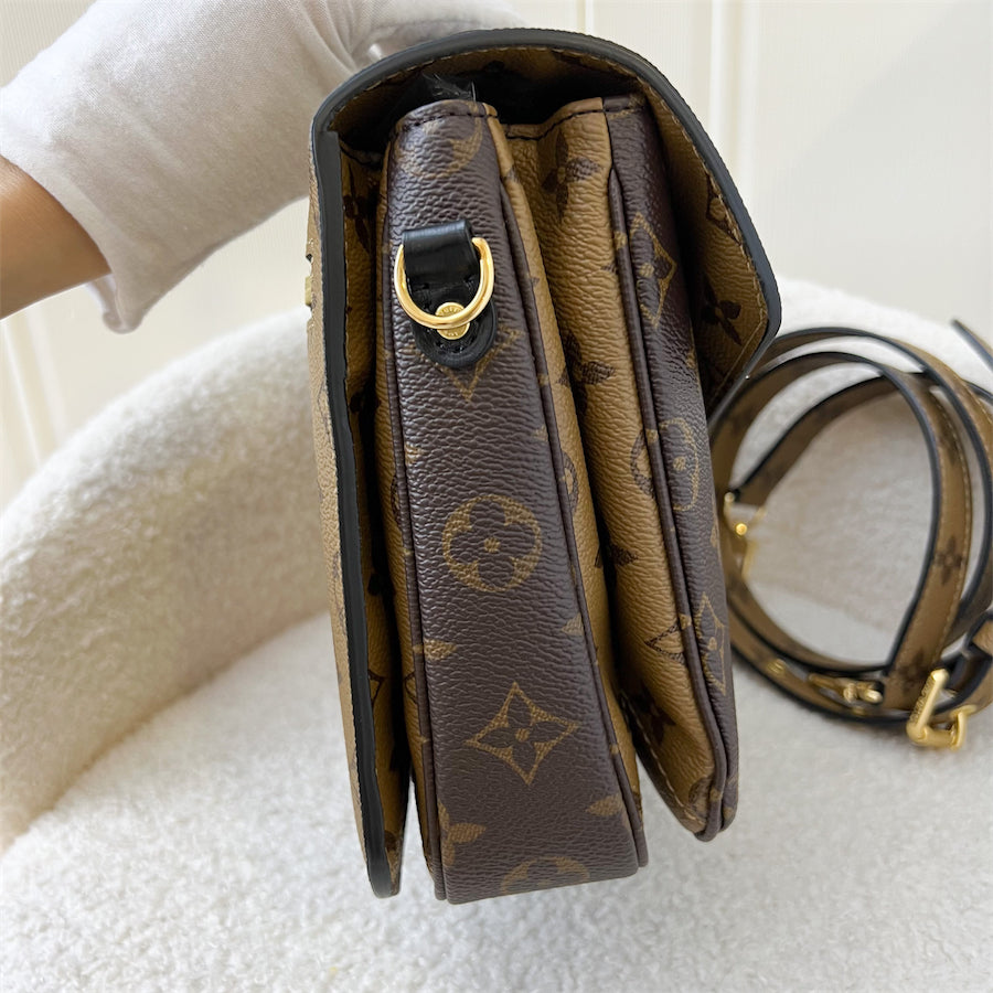 LV Pochette Metis in Reverse Monogram Canvas, Black Leather and GHW
