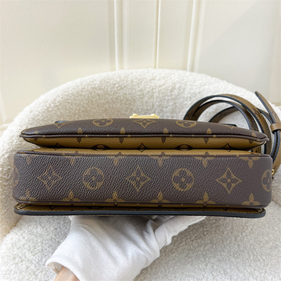 LV Pochette Metis in Reverse Monogram Canvas, Black Leather and GHW
