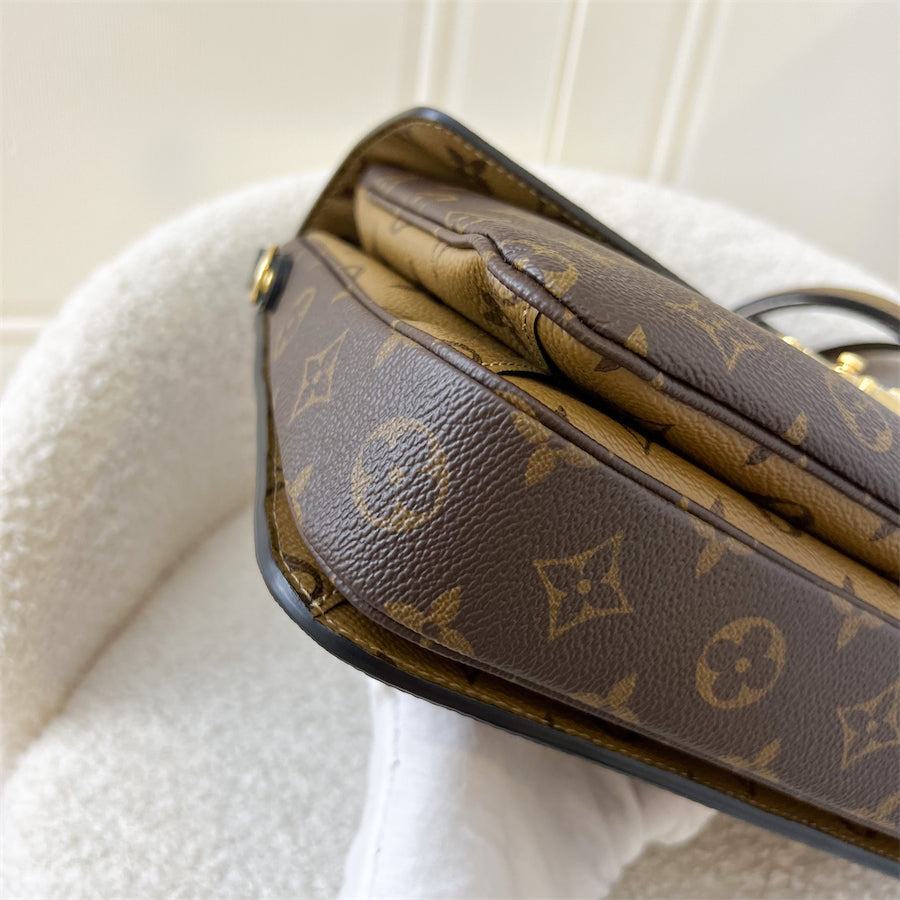 LV Pochette Metis in Reverse Monogram Canvas, Black Leather and GHW