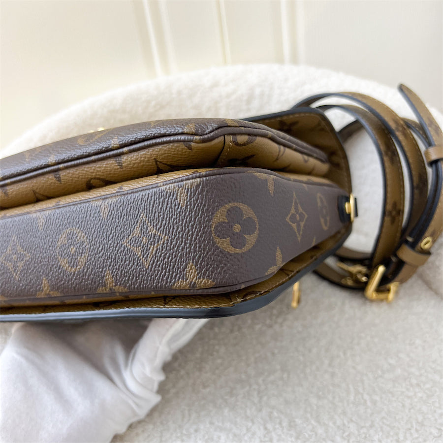 LV Pochette Metis in Reverse Monogram Canvas, Black Leather and GHW