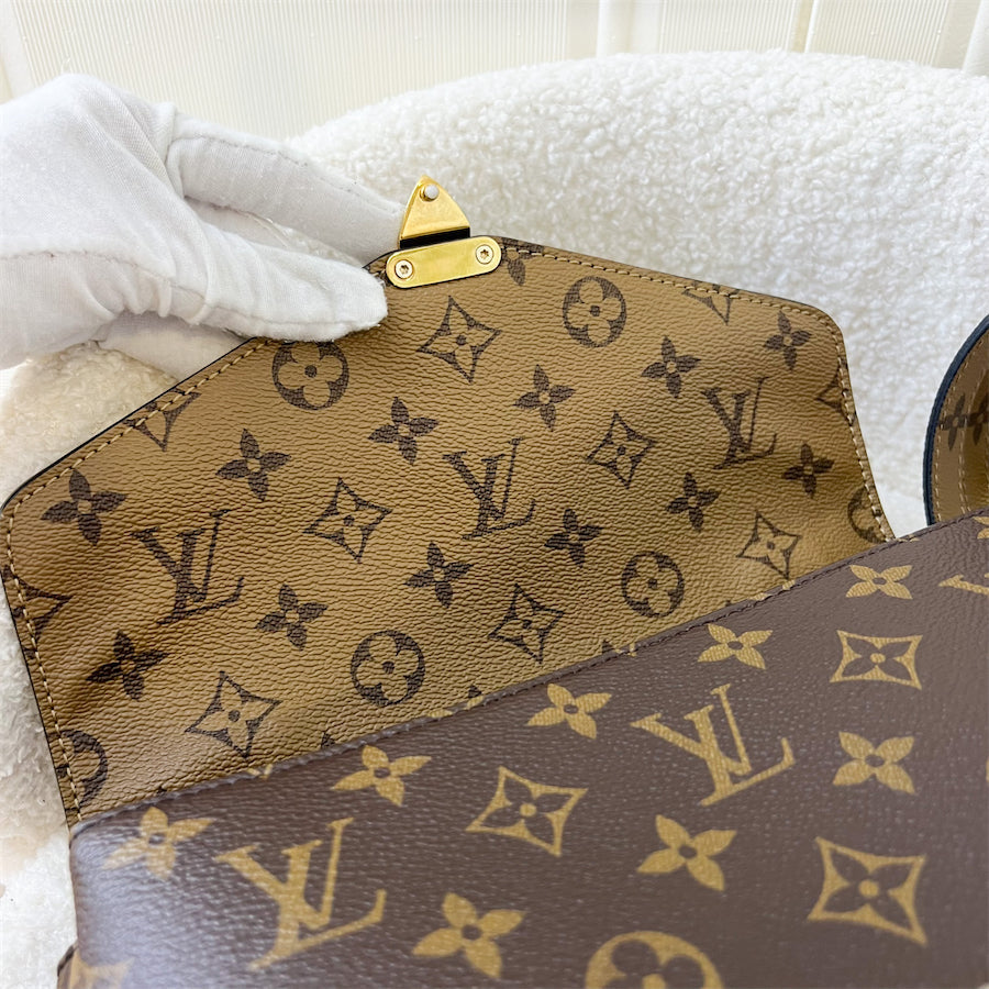 LV Pochette Metis in Reverse Monogram Canvas, Black Leather and GHW