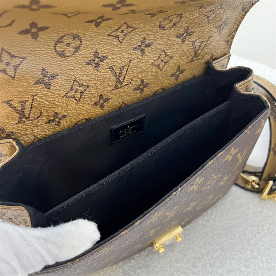 LV Pochette Metis in Reverse Monogram Canvas, Black Leather and GHW