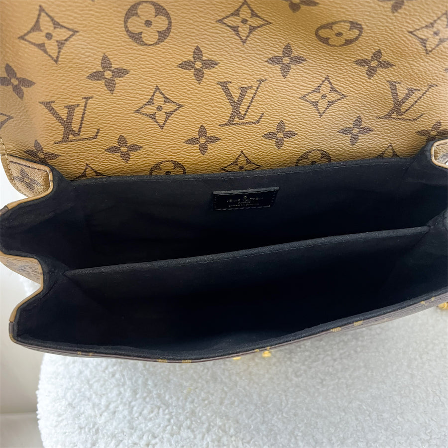 LV Pochette Metis in Reverse Monogram Canvas, Black Leather and GHW