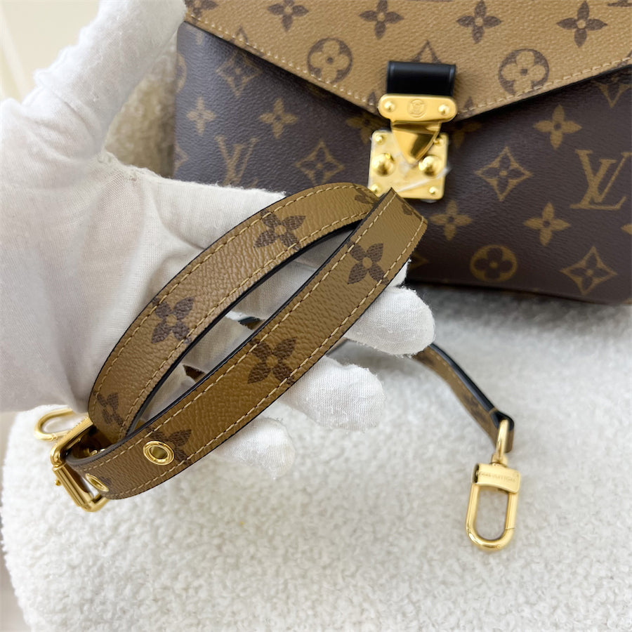 LV Pochette Metis in Reverse Monogram Canvas, Black Leather and GHW