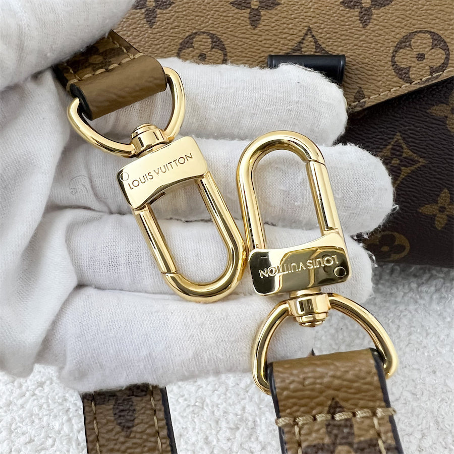 LV Pochette Metis in Reverse Monogram Canvas, Black Leather and GHW