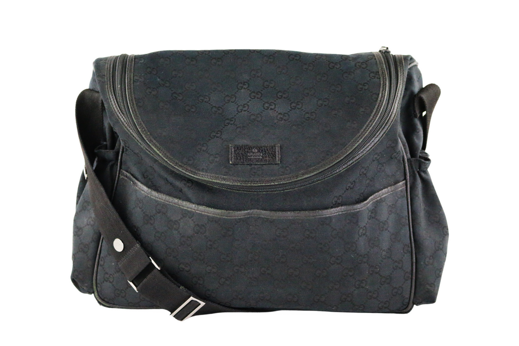 Black GG Canvas Diaper Bag