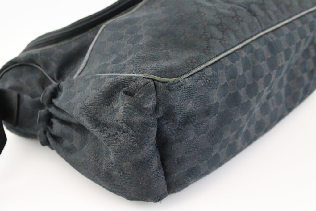 Black GG Canvas Diaper Bag