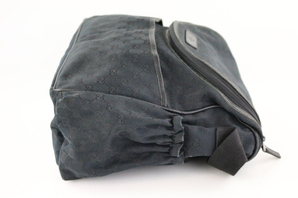Black GG Canvas Diaper Bag
