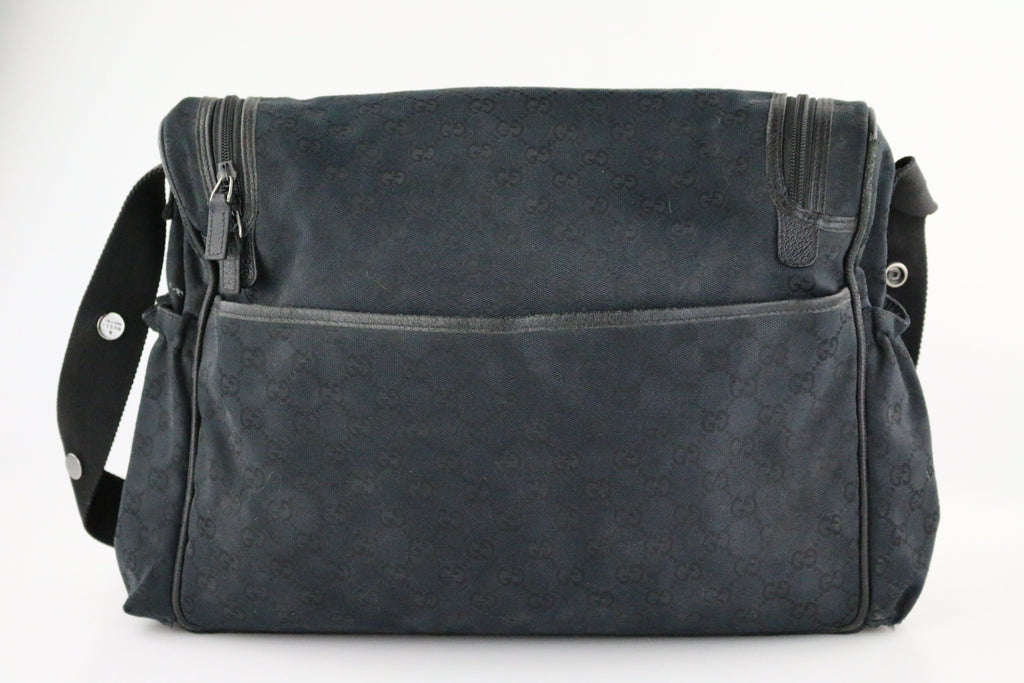 Black GG Canvas Diaper Bag