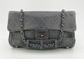 Chanel Gray Distressed Leather Quilted Classic Flap