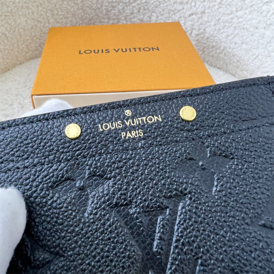 LV Flat Card Holder in Black Empreinte Leather GHW